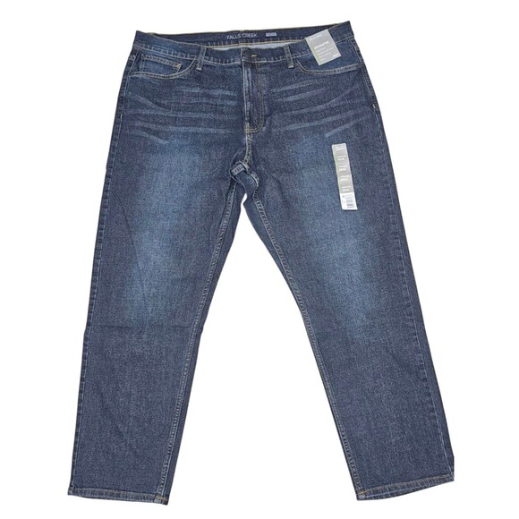 Mens 40x30 Jeans Falls Creek Athletic Slightly Tapered Blue Denim Pants Stretch - Picture 1 of 12